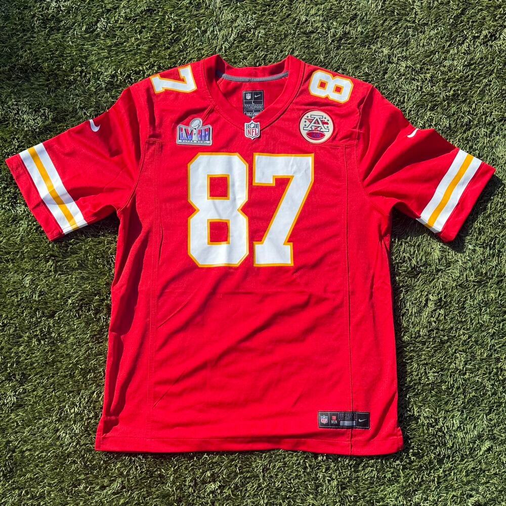 Travis Kelce 87 Super Bowl LVIII Jersey Kansas City Chiefs Red Size L